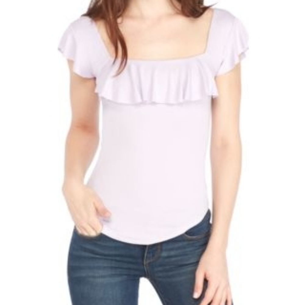 Free People Last Call Ruffle Top Lilac Color - Picture 3 of 4